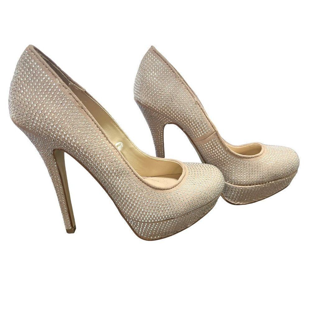 Betsyville Women's Nude Platform Rhinestone Pumps Heels Size‎ 7 Heels